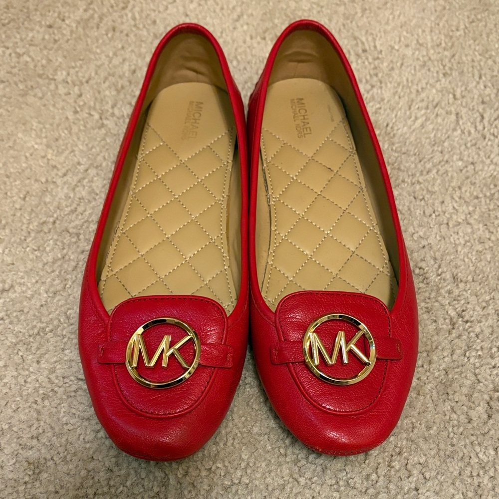 Michael Kors “Lillie Moc” Red Leather Flats